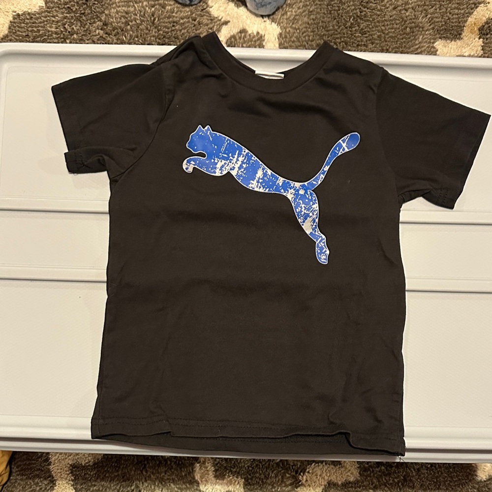 Puma Kids Black Tee with Blue Graphic